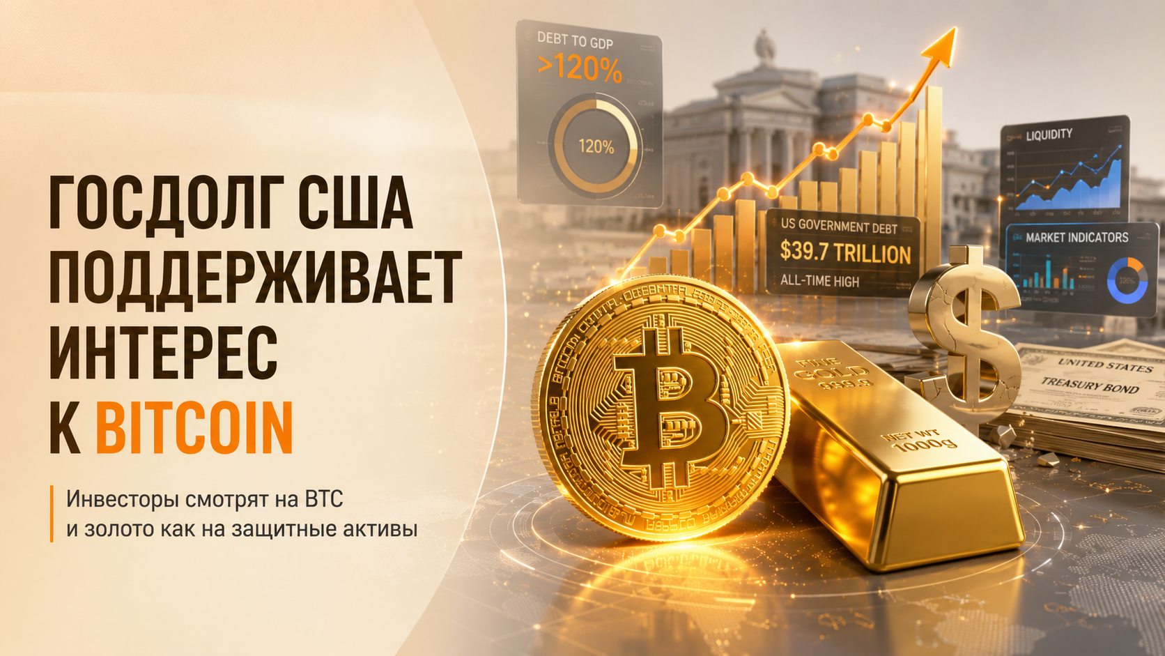 Растущий госдолг США поддерживает интерес к Bitcoin и золоту