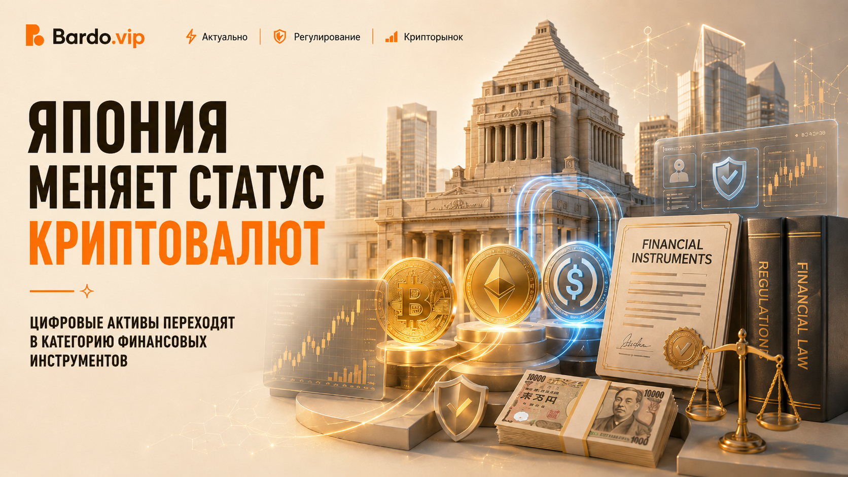 Япония меняет статус криптовалют
