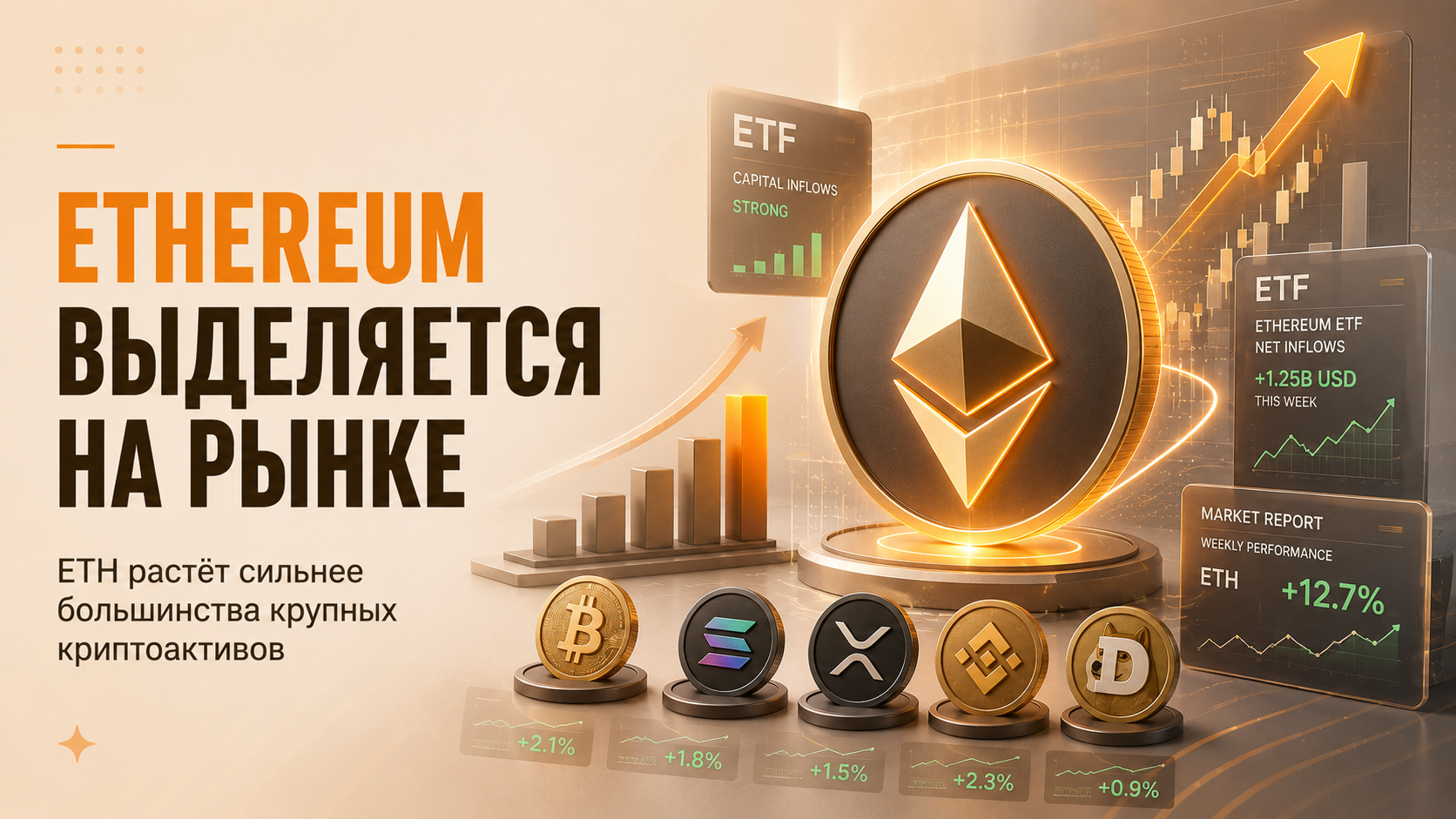 Ethereum показывает более сильную динамику, чем другие крупные криптоактивы